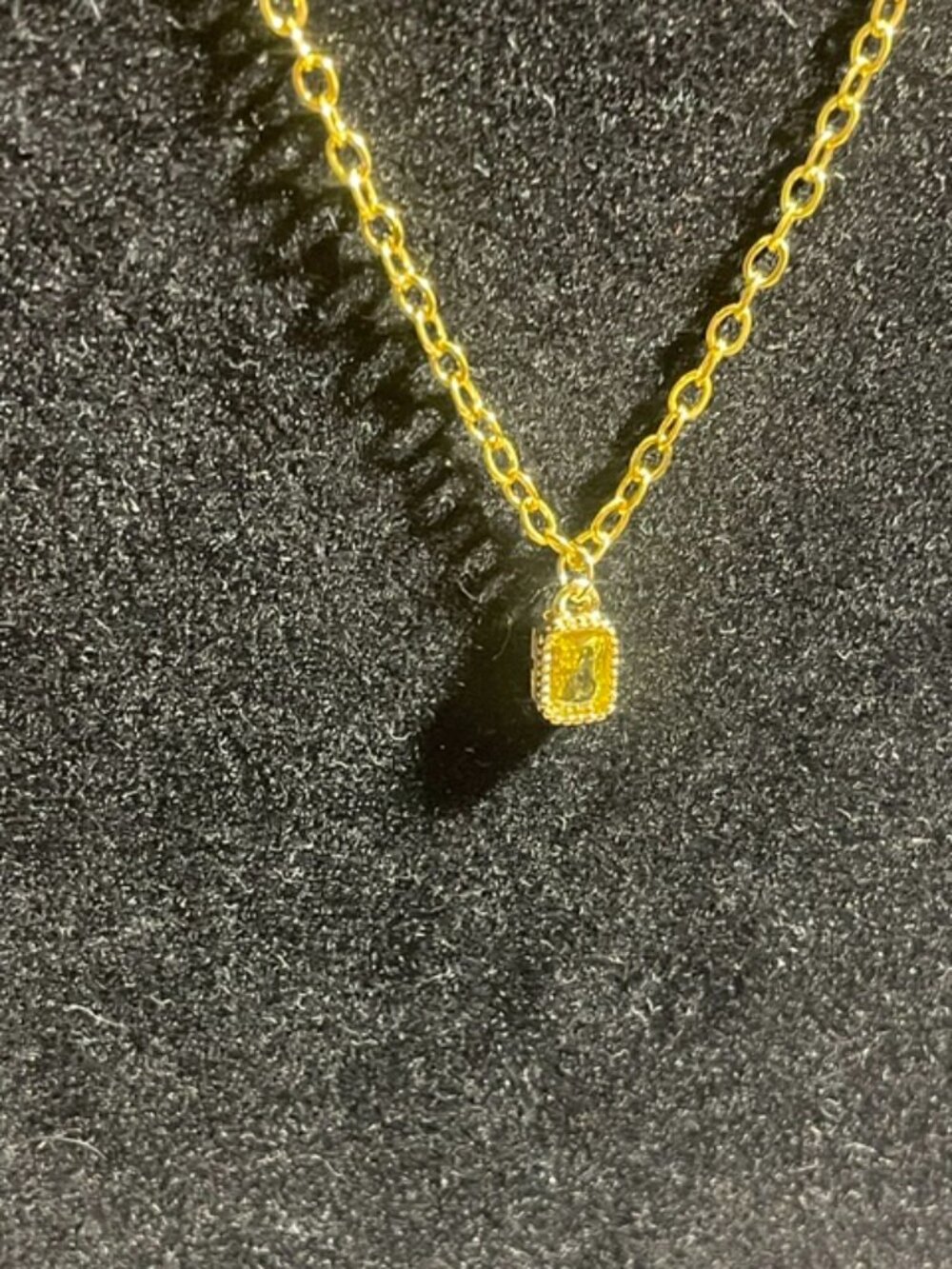 Dainty 18K Gold Plated Necklace Topaz Color Crystal Pendant Hand Designed